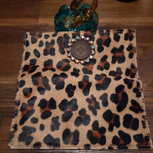 Leopard Patterned Wallet with Rhinestone Accent - Picture 4 of 4